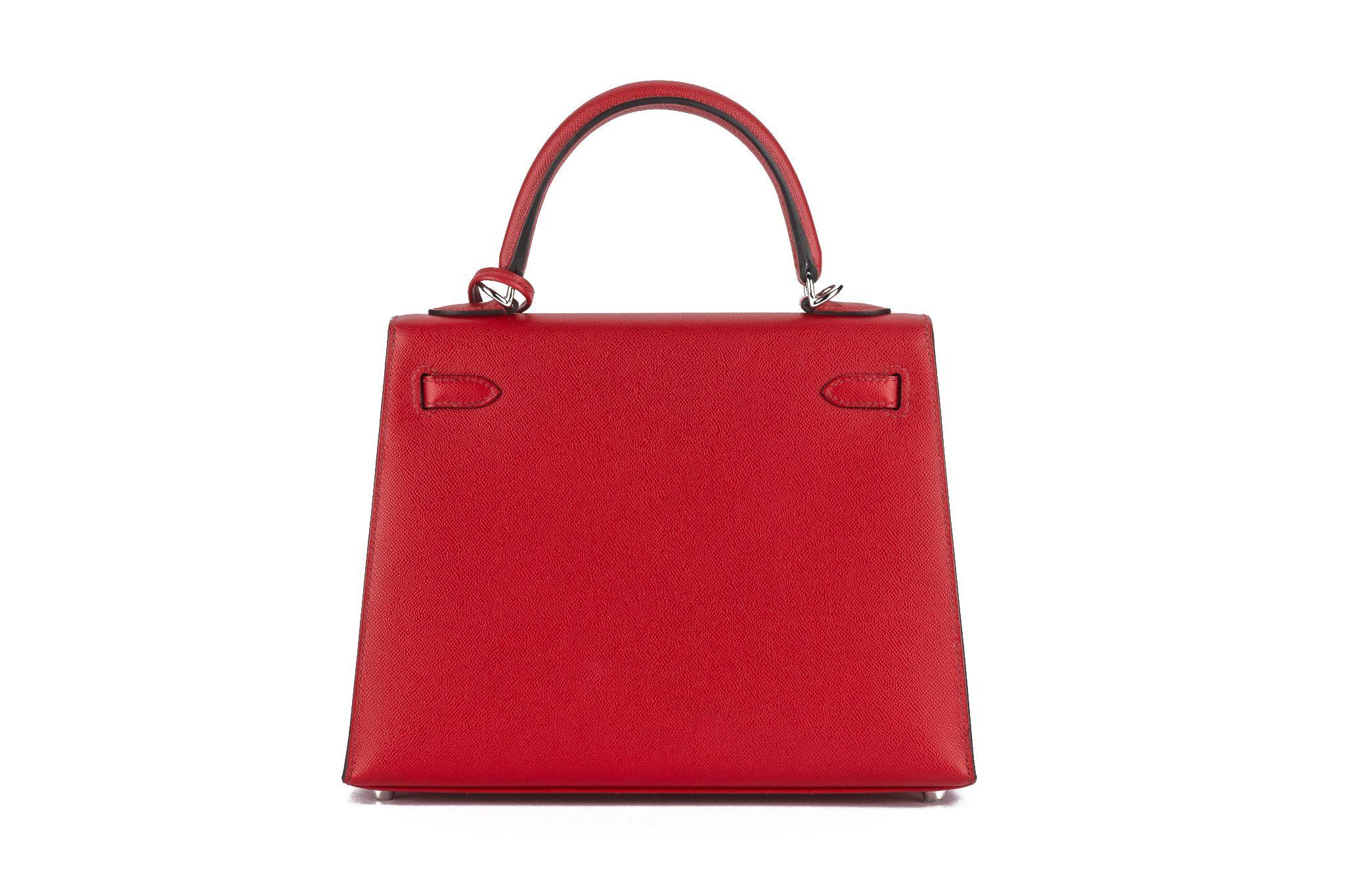 Hermès Kelly 25 Sellier Verso Rouge Piment For Sale 1