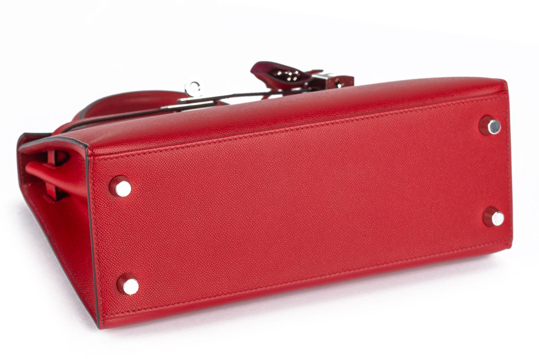 Hermès Kelly 25 Sellier Verso Rouge Piment For Sale 2