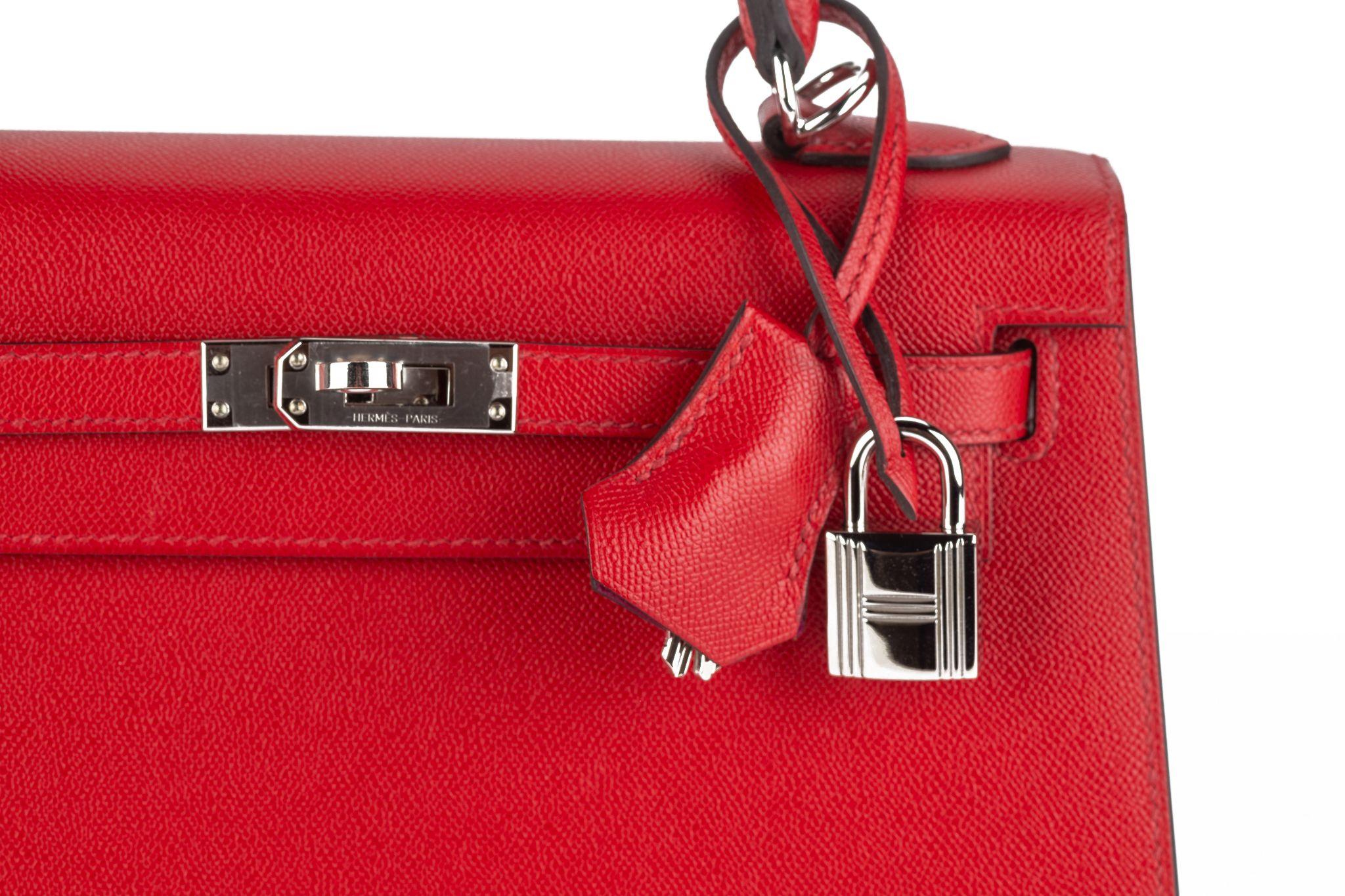 Hermès Kelly 25 Sellier Verso Rouge Piment For Sale 3