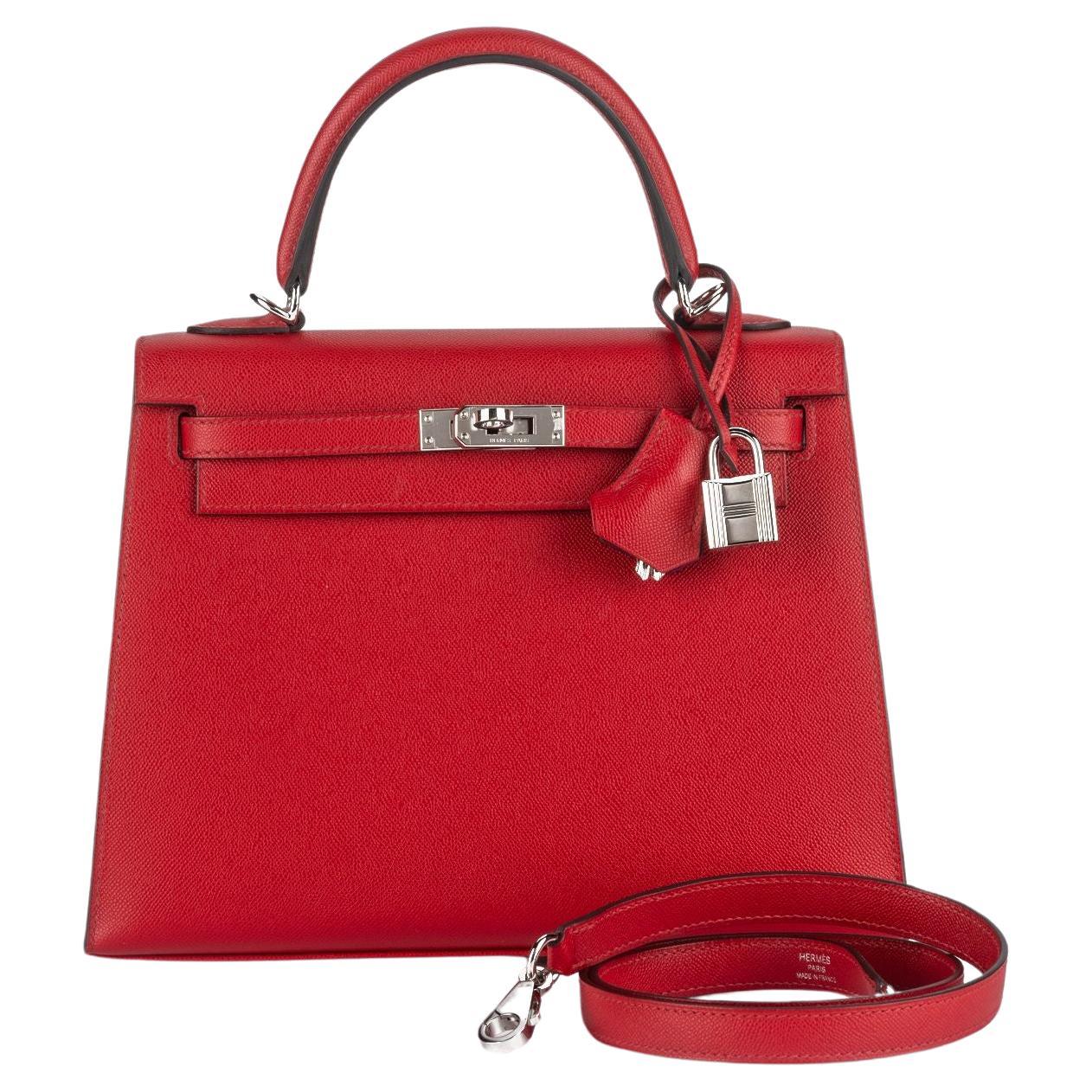 Hermès Kelly 25 Sellier Verso Rouge Piment For Sale