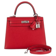 Hermès Kelly 25 Sellier Verso Rouge Piment