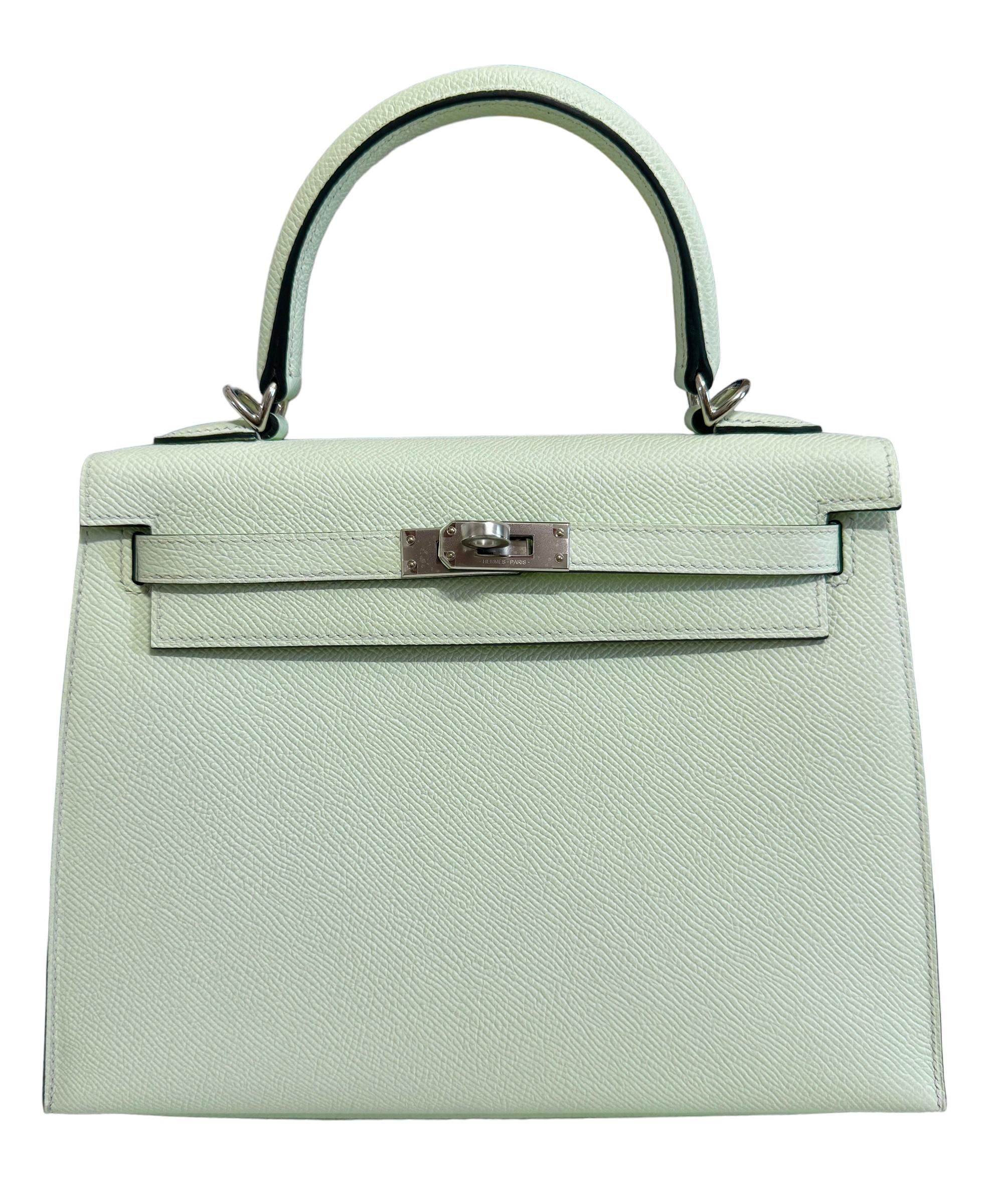 As New VERY RARE Most Coveted Hermes Kelly 25 Sellier Vert Fizz Epsom Leather , Complimented by Palladium Hardware. AS NEW U STAMP 2022. Includes all Accessories and Box.

Shop with confidence from Lux Addicts. Authenticity Guaranteed!

Lux Addicts
