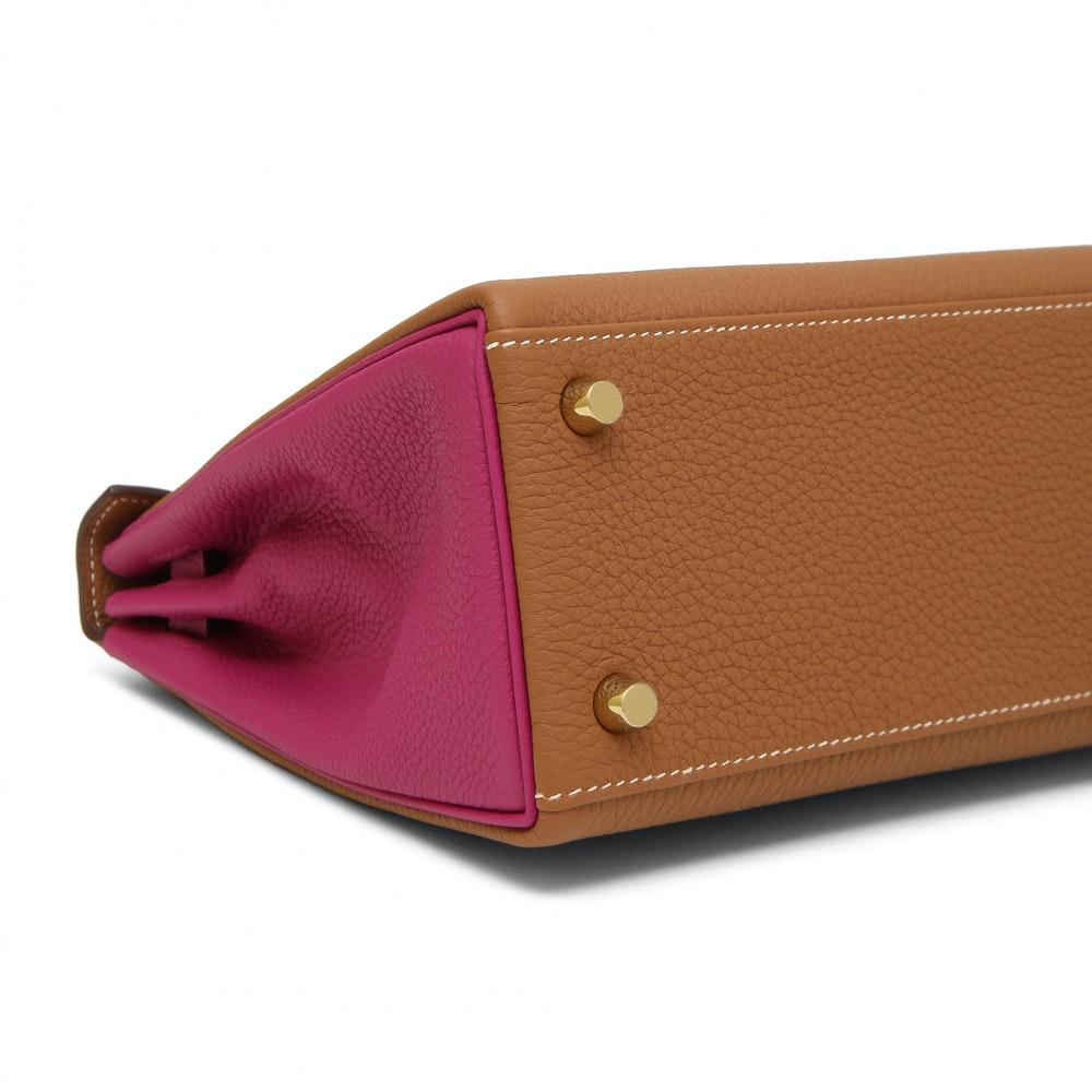 Hermès Kelly 25 special order, camel fucsia leather shoulder / handbag 1
