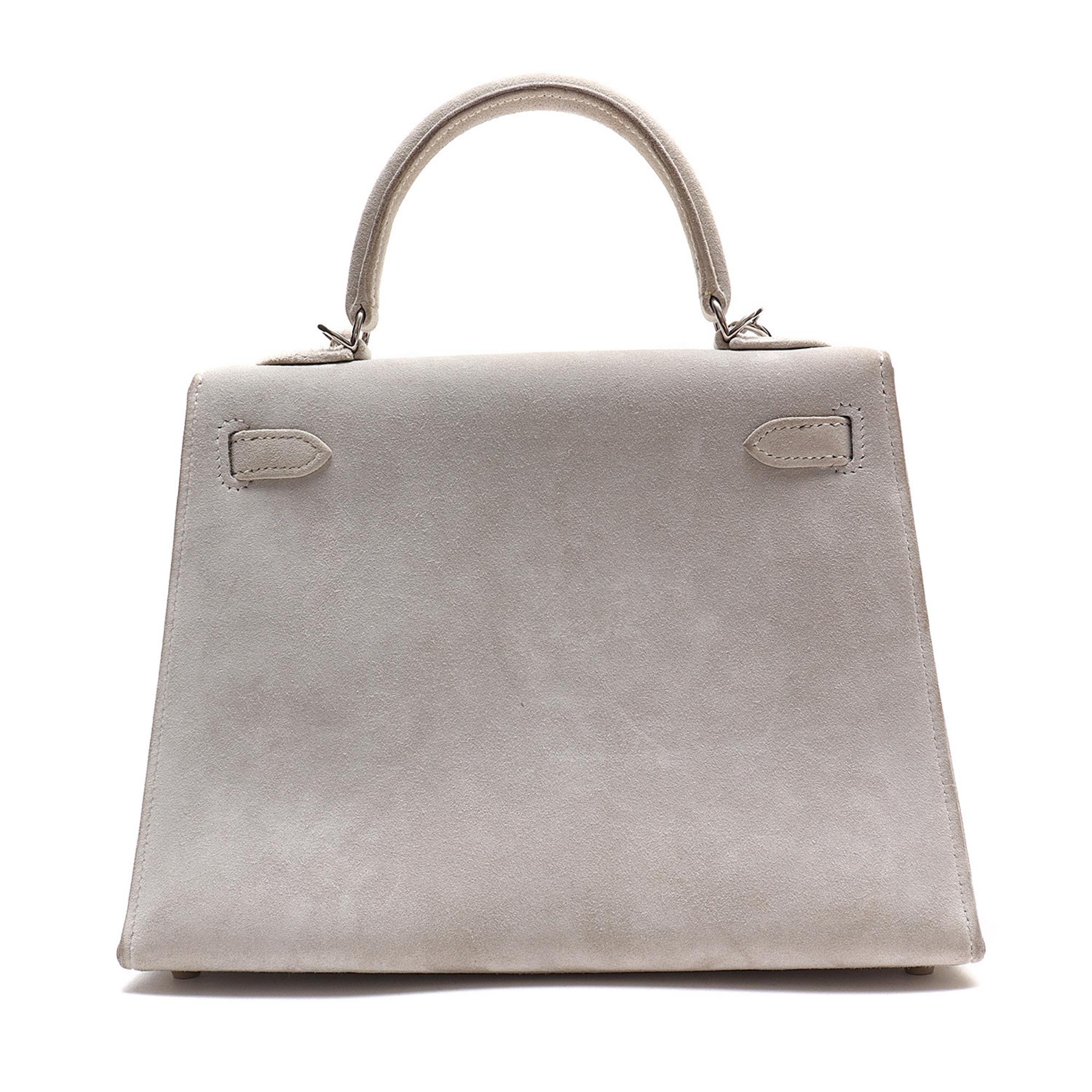 Women's or Men's Hermès Kelly 25 Suede Doblis Grey Sellier Handbag (2003)