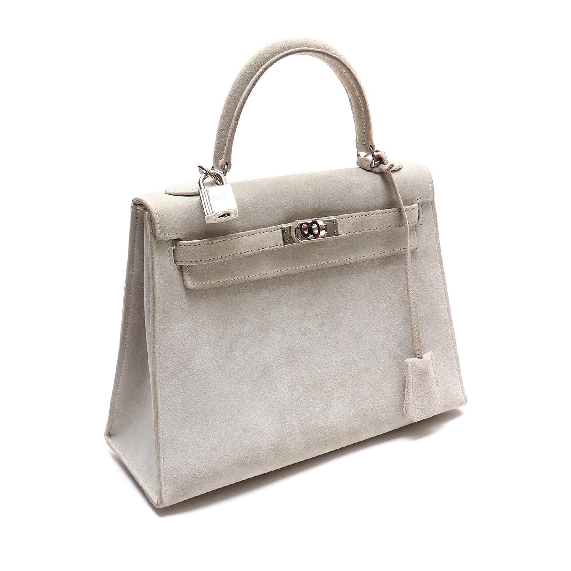 Hermès Kelly 25 Suede Doblis Grey Sellier Handbag (2003) 1