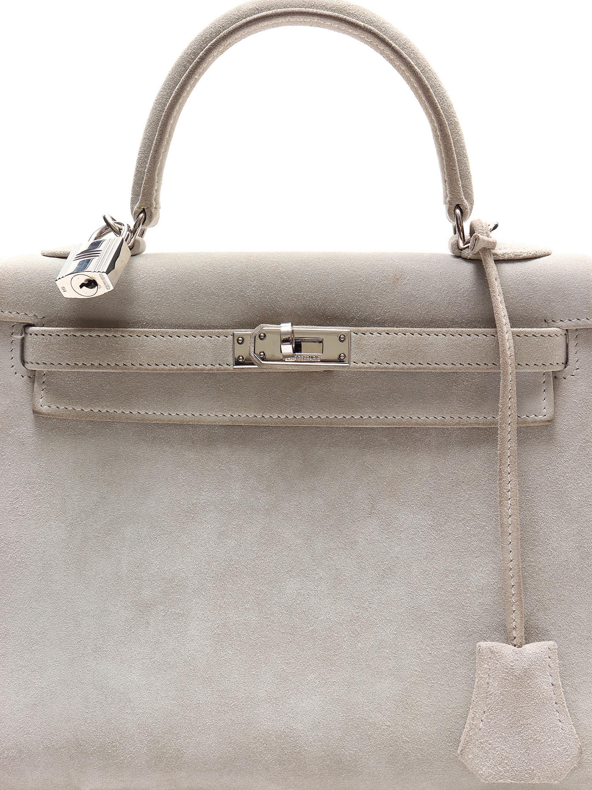 Hermès Kelly 25 Suede Doblis Grey Sellier Handbag (2003) 2