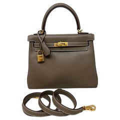 Hermes Kelly 25 Swift Etoupe Tasche 