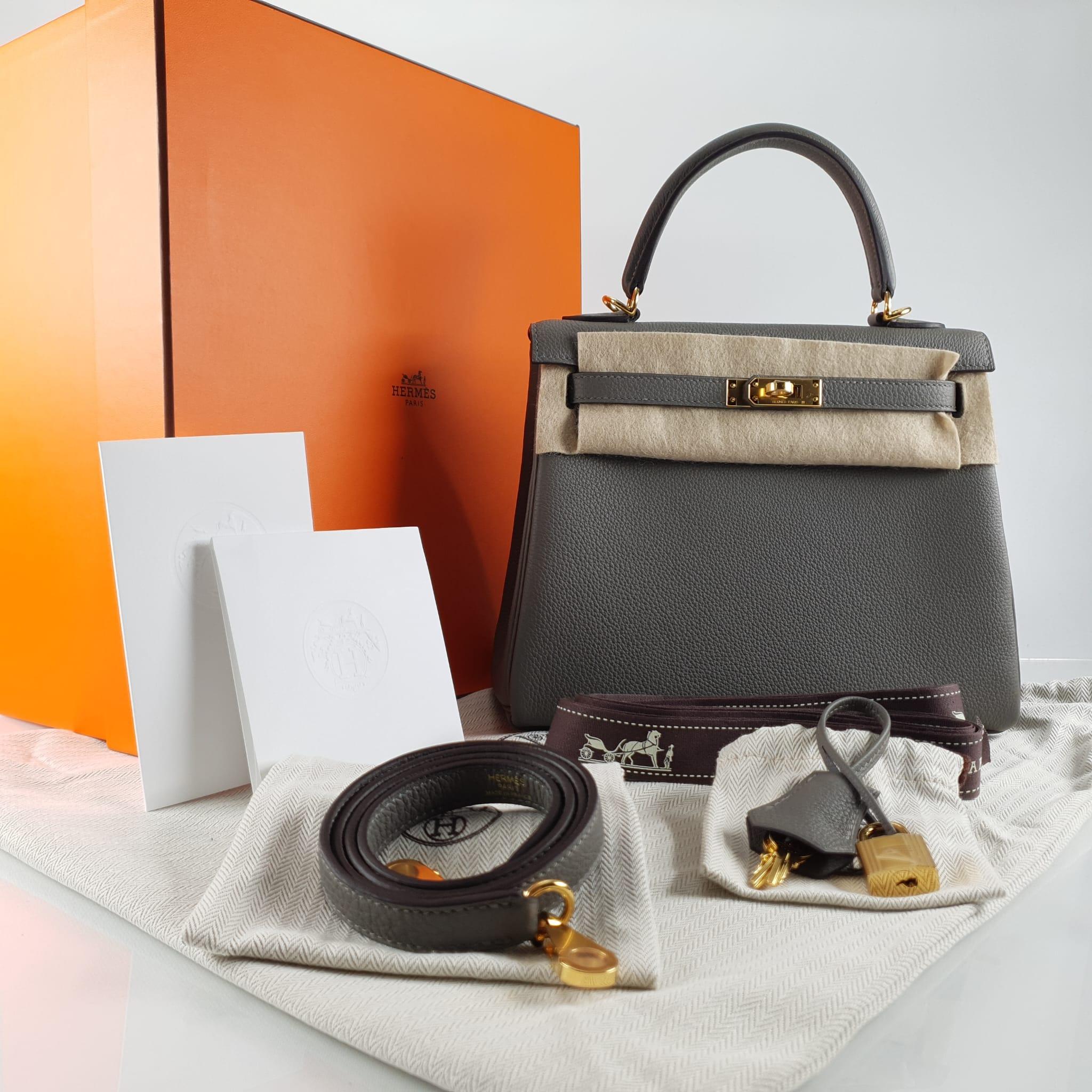 Hermes Kelly 25 Togo Gris Meyer Ghw B For Sale 7