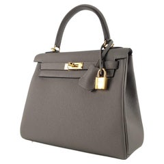 Hermes Kelly 25 Togo Gris Meyer Ghw B