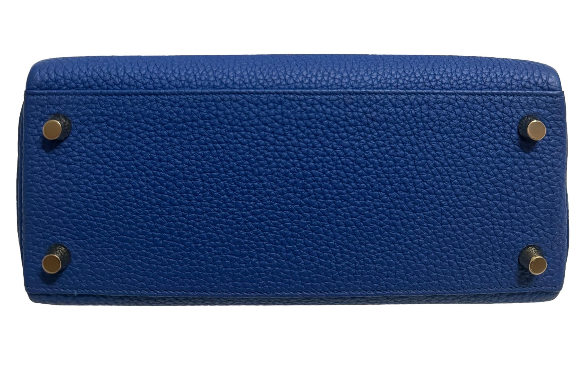 Hermes Kelly 25 Touch Blue France Blue Sapphire Togo Lizard Permabrass Hardware 5