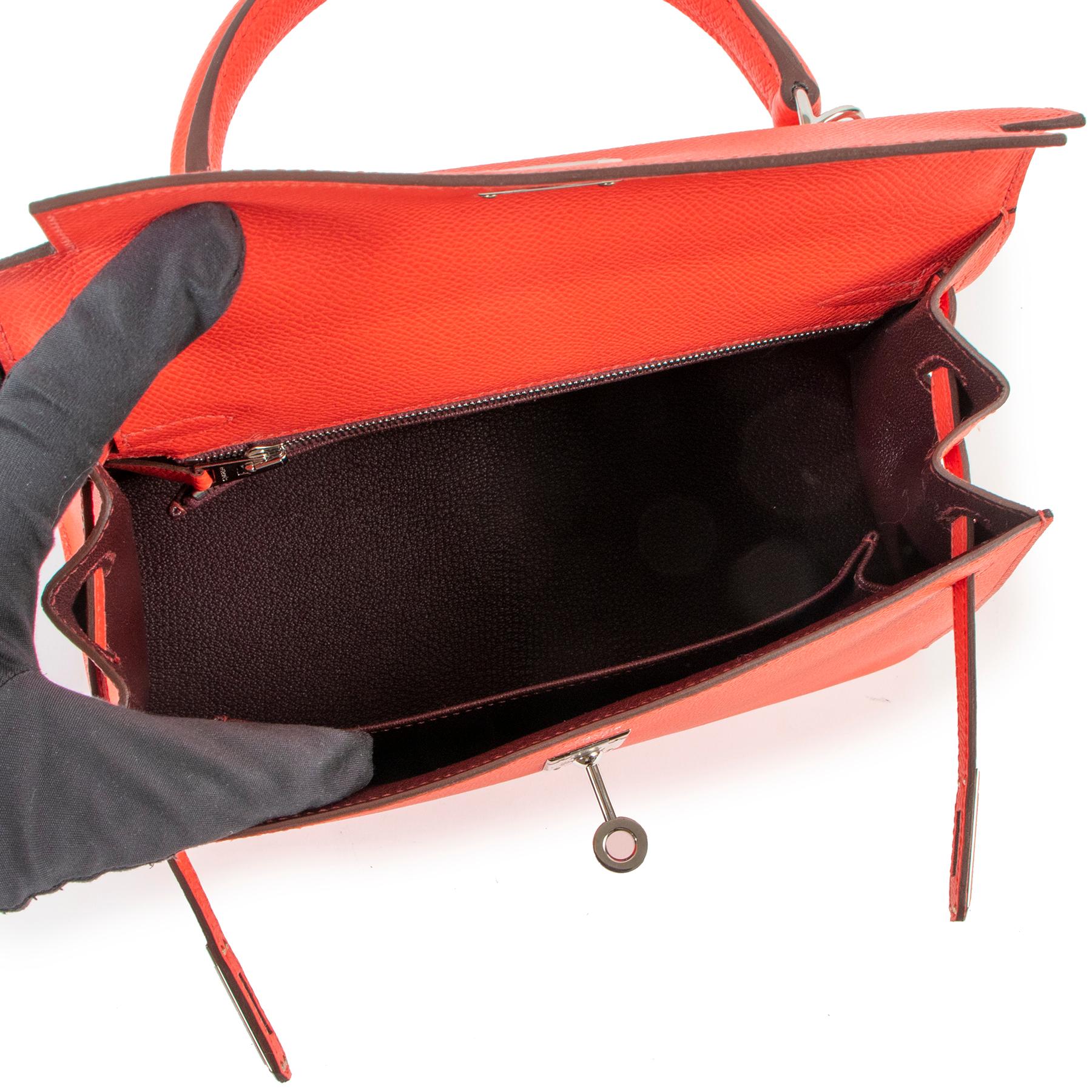 Red Hermès Kelly 25 Verso Rose Texas/Prune Epsom PHW