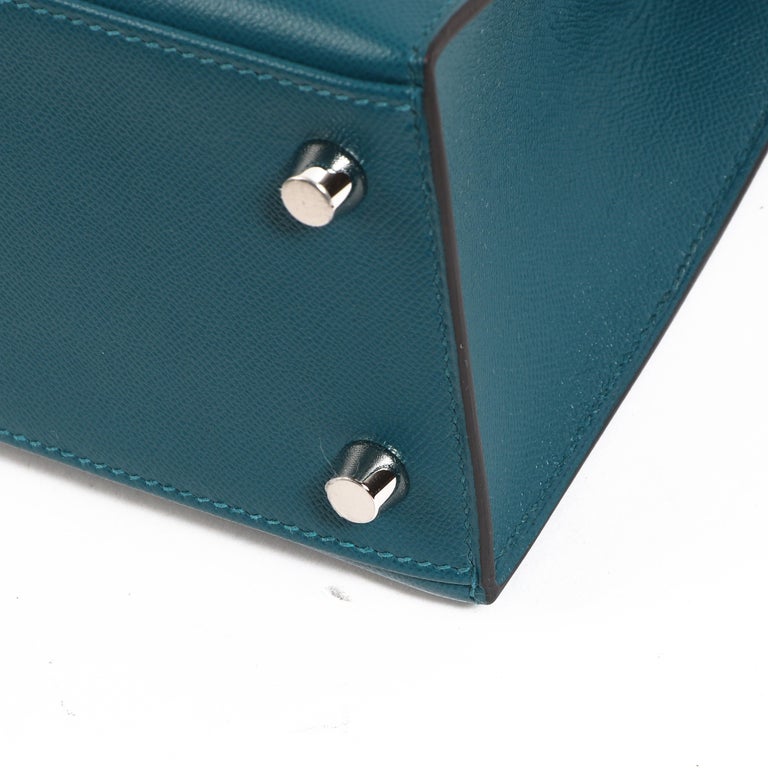 New Hermes Birkin 25 Verso Vert Bosphore Bag in Box