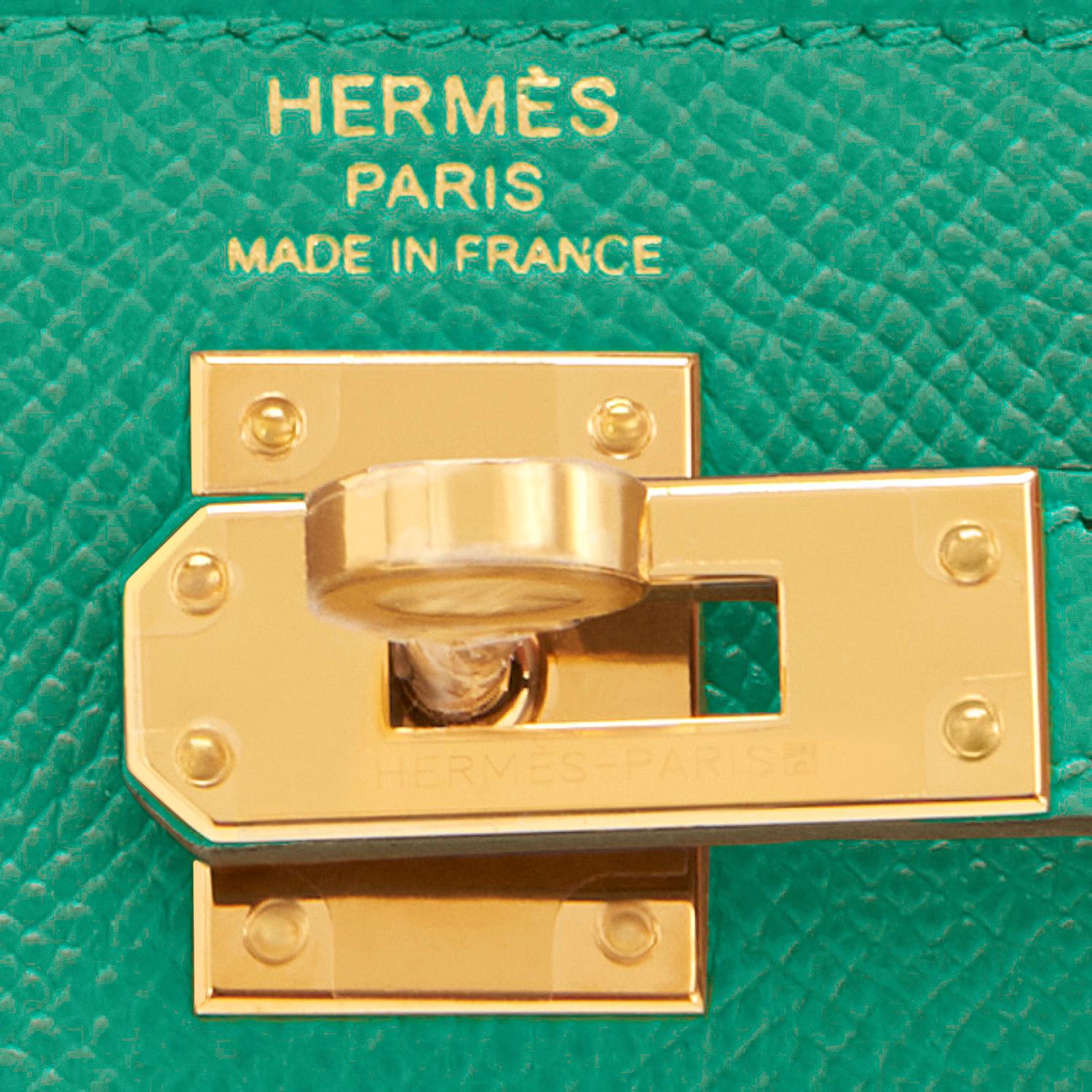 Hermes Kelly 25 Vert Jade Gold Sellier Epsom Green Shoulder Bag Z Stamp, 2021 2