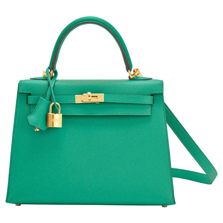 A VERT JADE EPSOM LEATHER MINI KELLY 20 II WITH GOLD HARDWARE