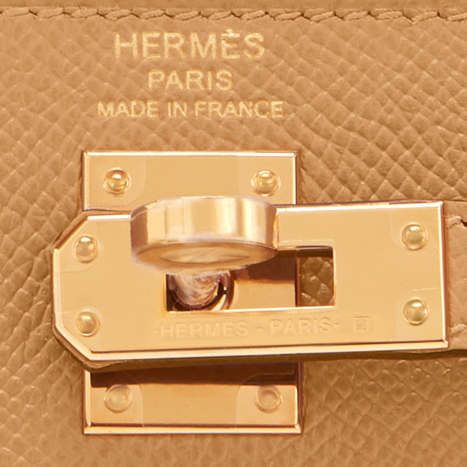 Hermès Kelly 25cm Biskuit Tan Epsom Sellier Umhängetasche mit Gold Z-Stempel, 2021 5