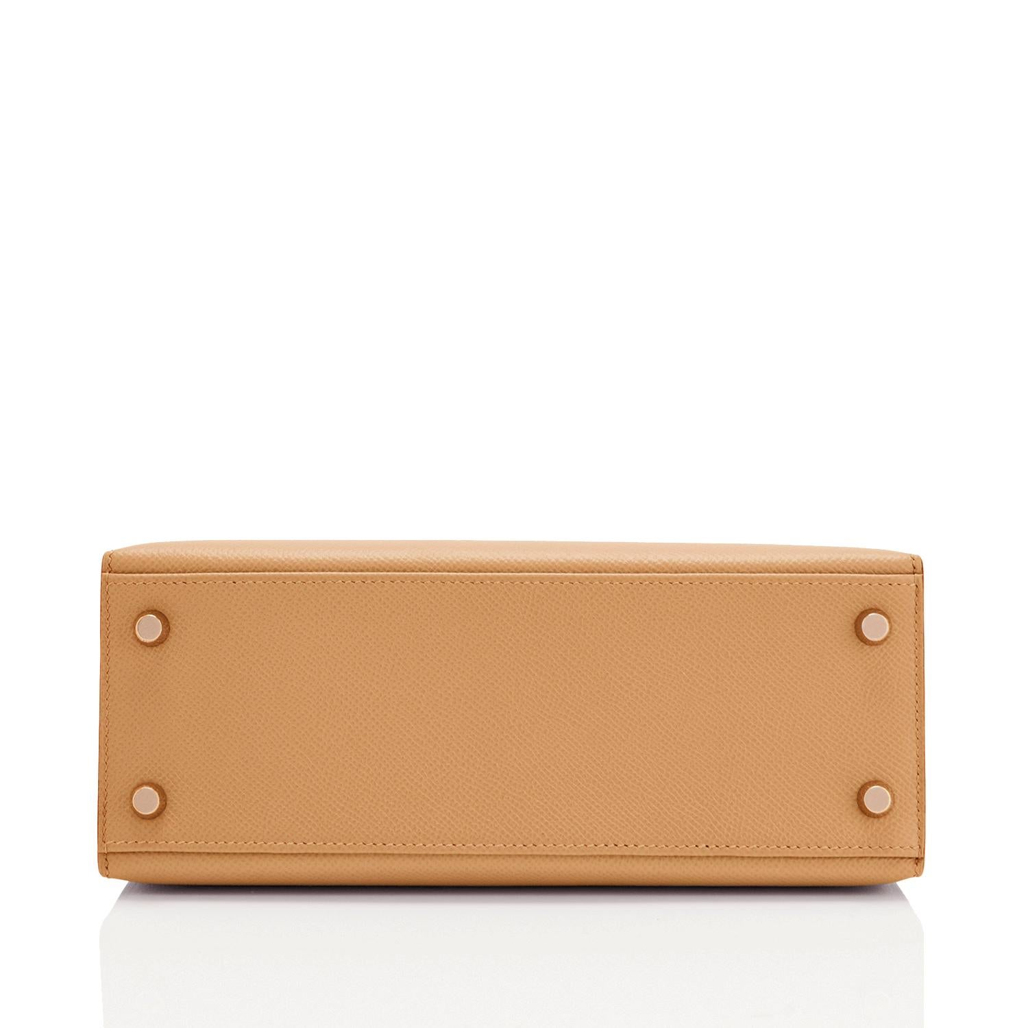 Hermès Kelly 25cm Biskuit Tan Epsom Sellier Umhängetasche mit Gold Z-Stempel, 2021 2