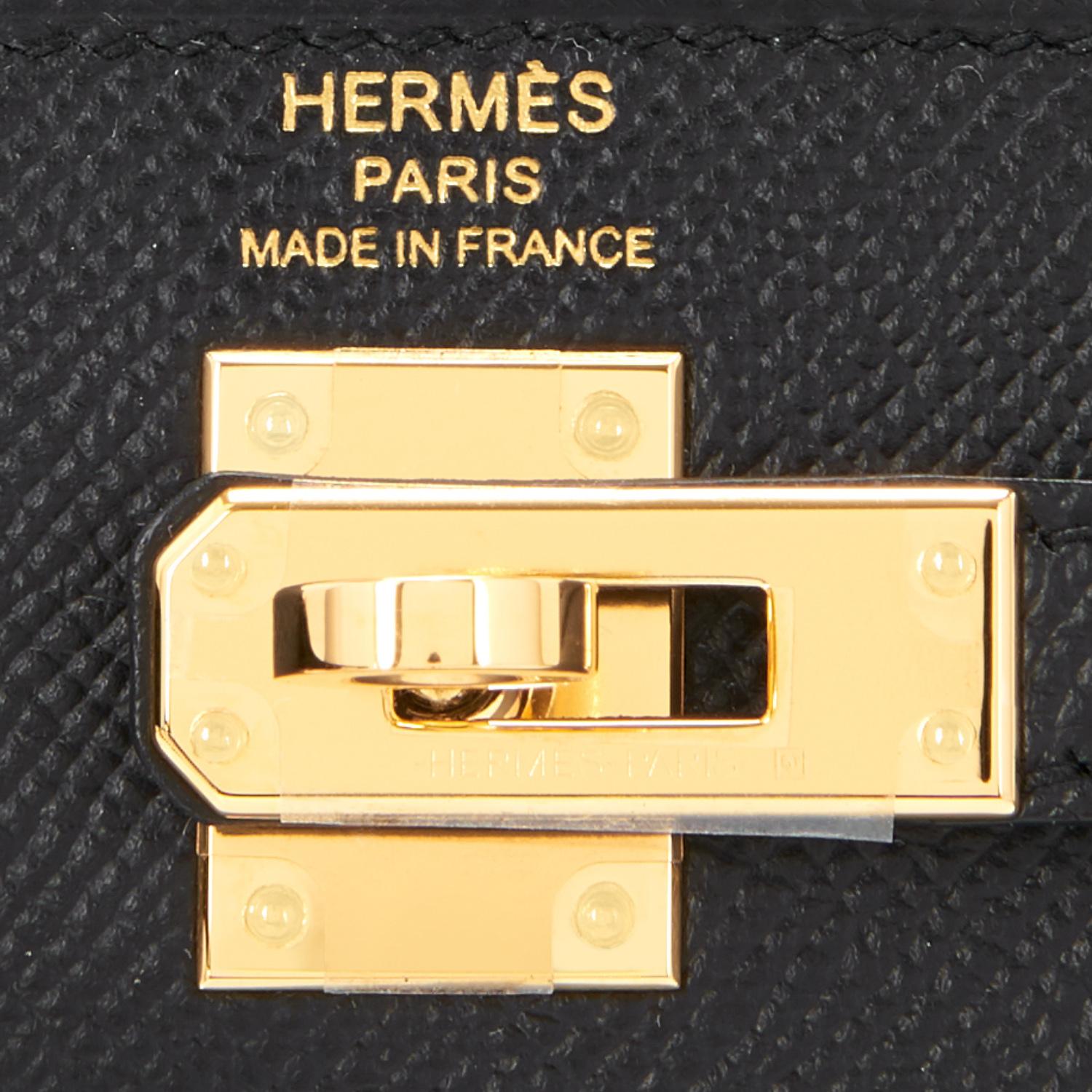 Hermes Kelly 25cm Black Epsom Sellier Bag Gold Jewel U Stamp, 2022 2