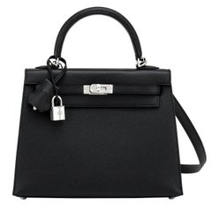 Hermes Kelly 25cm Noir Epsom Sellier Palladium Sac Y Timbre:: 2020