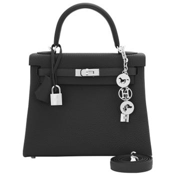 Hermes Kelly 25cm Black Togo Palladium Shoulder Bag