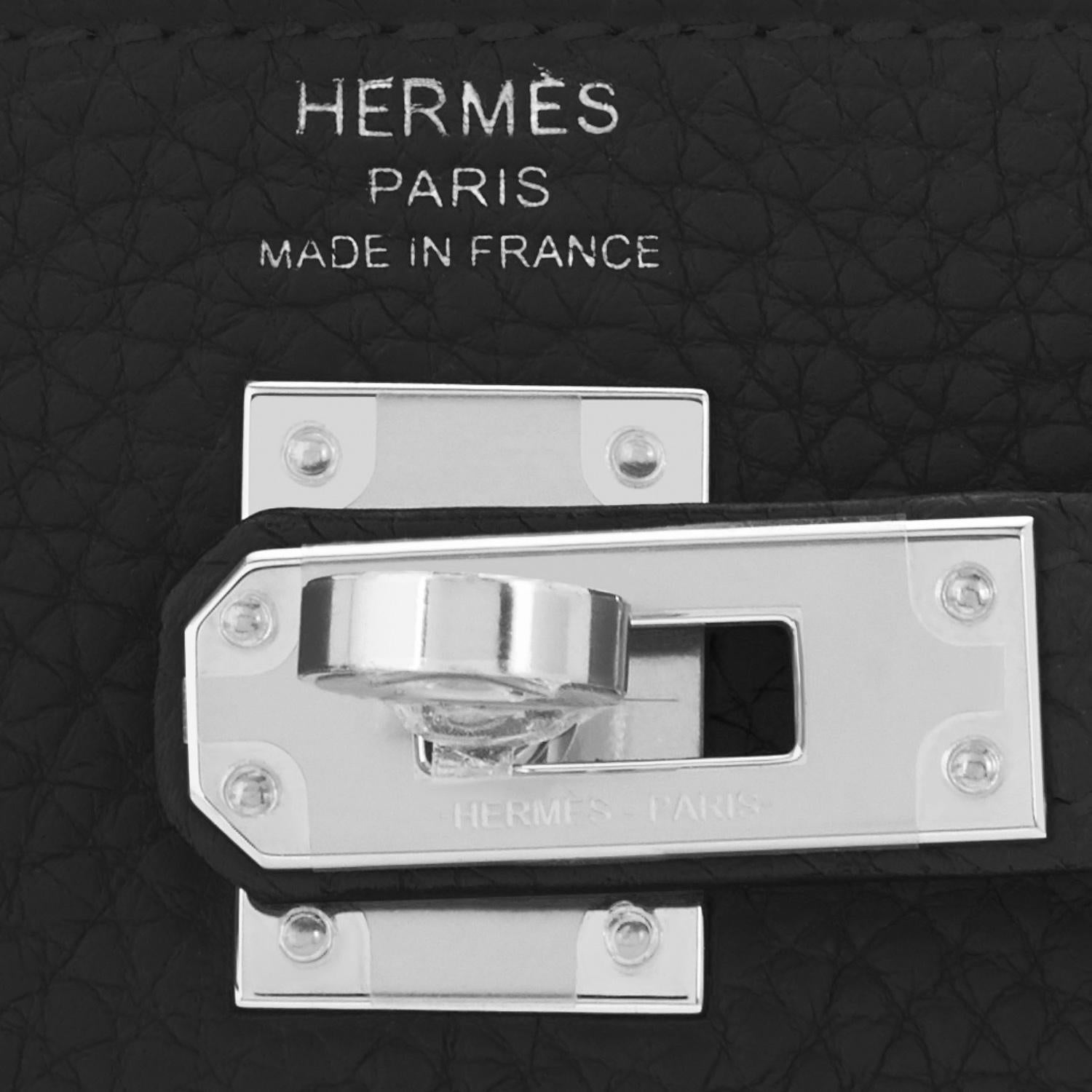 Hermes Kelly 25cm Schwarze Togo Palladium Umhängetasche U-Stempel, 2022 im Angebot 3