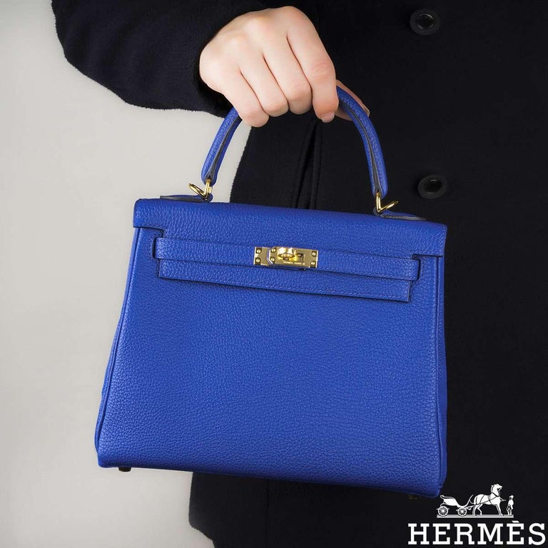 Hermes Bleu Royal Togo Kelly Retourne 25 PHW