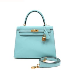 Hermès Kelly 25cm Blue Atoll Epsom Leather w GH