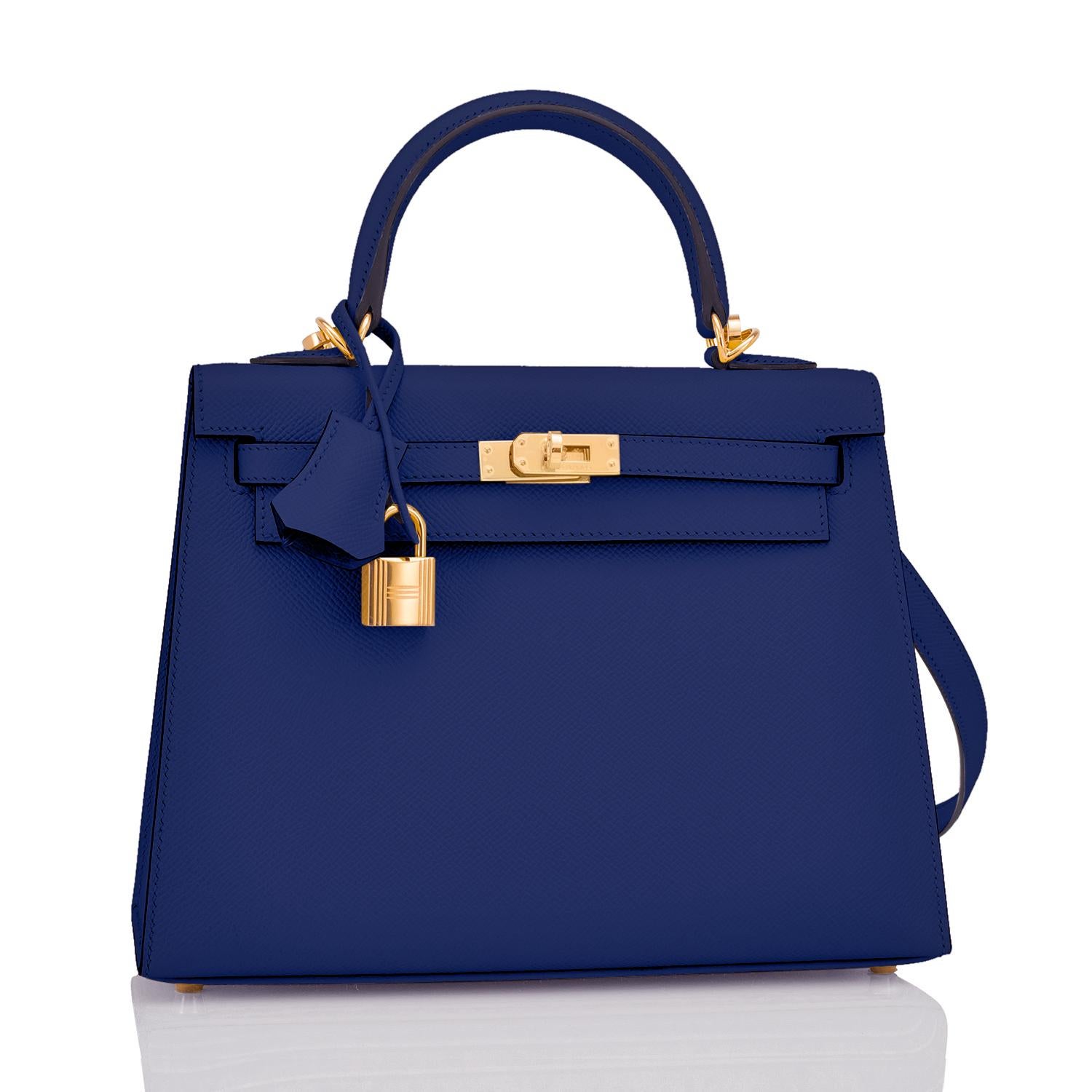 Hermes Kelly 25cm Blue Sapphire Navy Epsom Sellier Bag Gold Y Stamp 2020 For Sale at 1stDibs