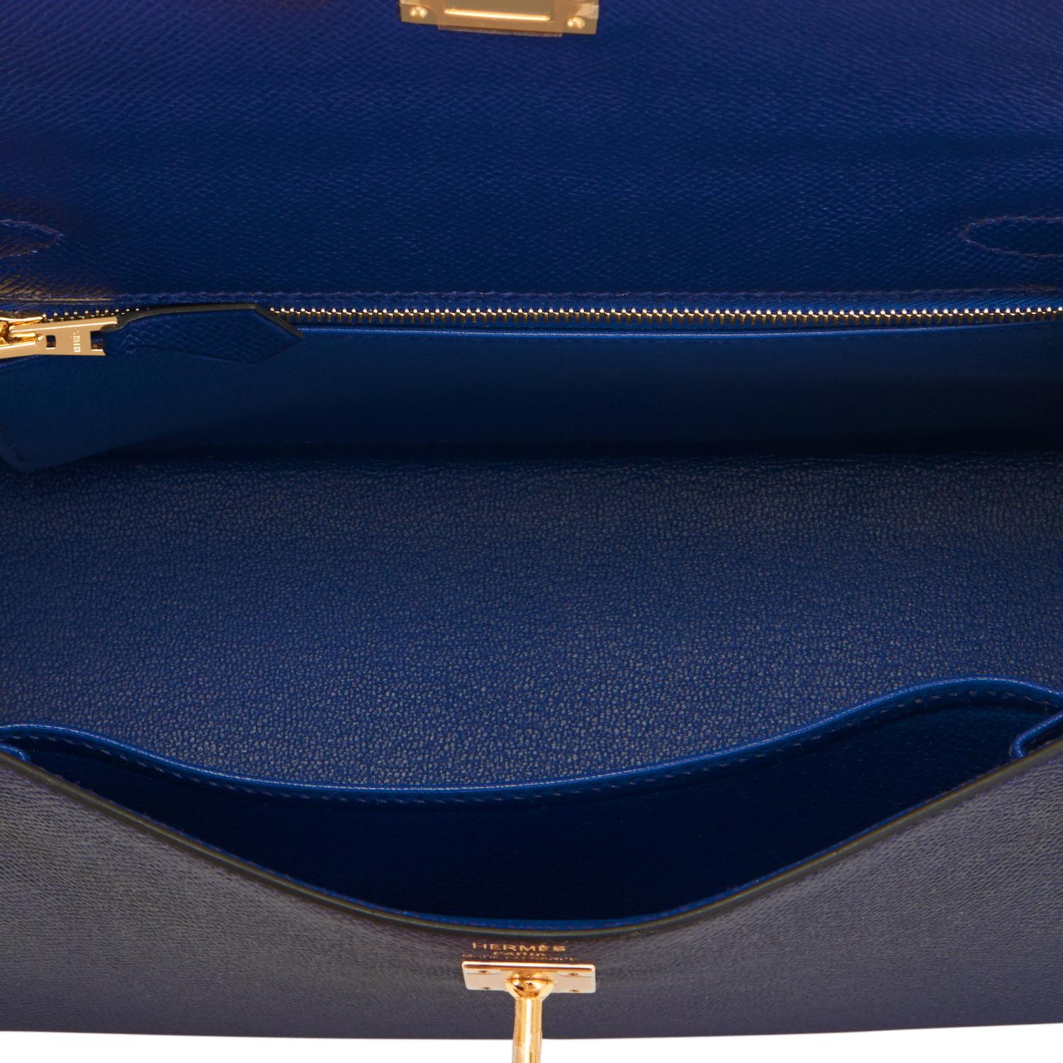 Hermes Kelly 25cm Blue Sapphire Navy Epsom Sellier Bag Gold Y Stamp, 2020 In New Condition In New York, NY