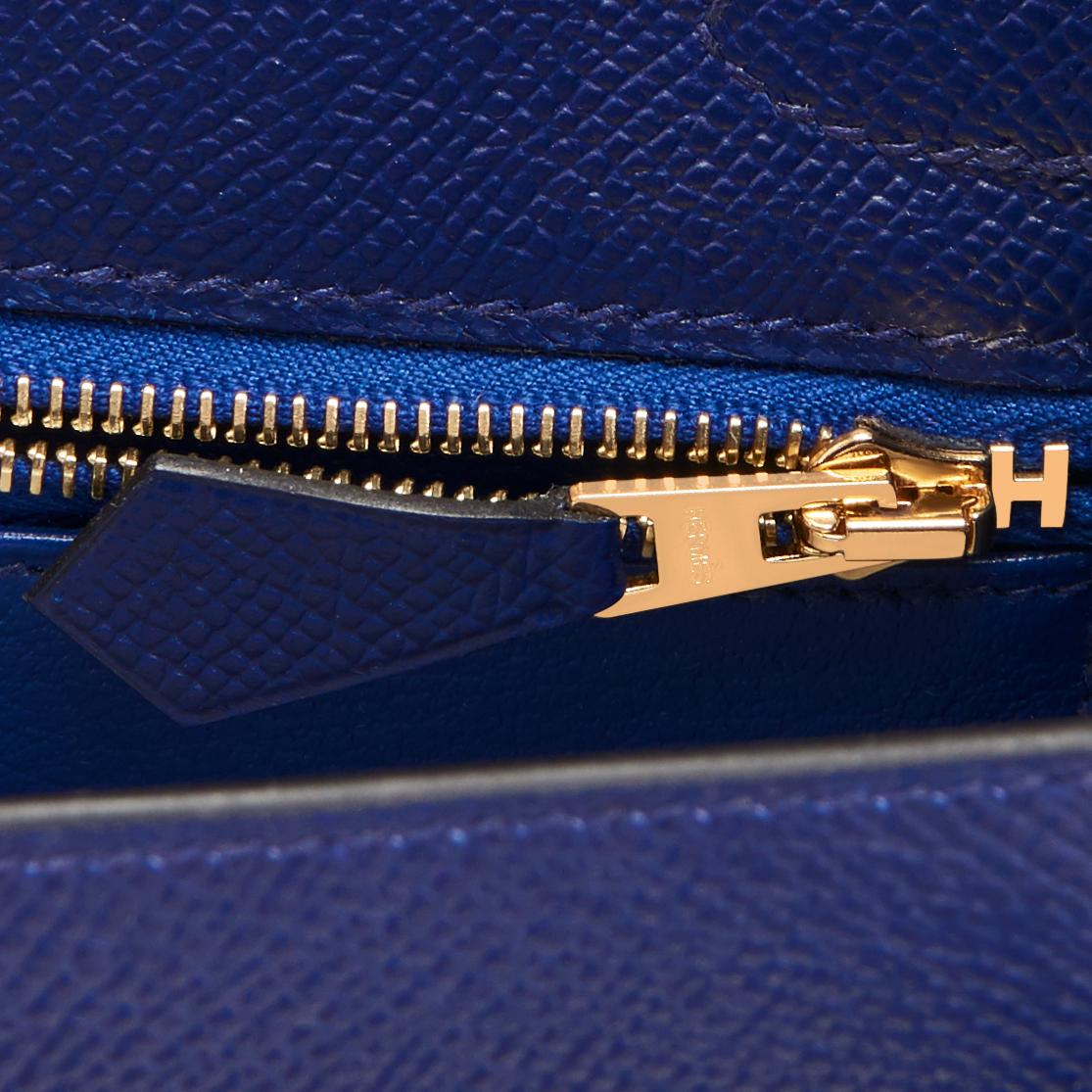Women's Hermes Kelly 25cm Blue Sapphire Navy Epsom Sellier Bag Gold Y Stamp, 2020