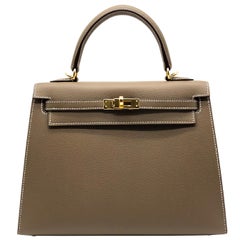 Hermès Kelly 25cm Etoupe Epsom Leather Gold Hardware