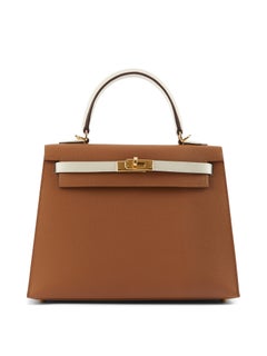 HERMÈS KELLY 25CM HSS SPEZIAL ORDER GOLD & CRAIE Bittersüßes Leder mit goldenem Hardwar