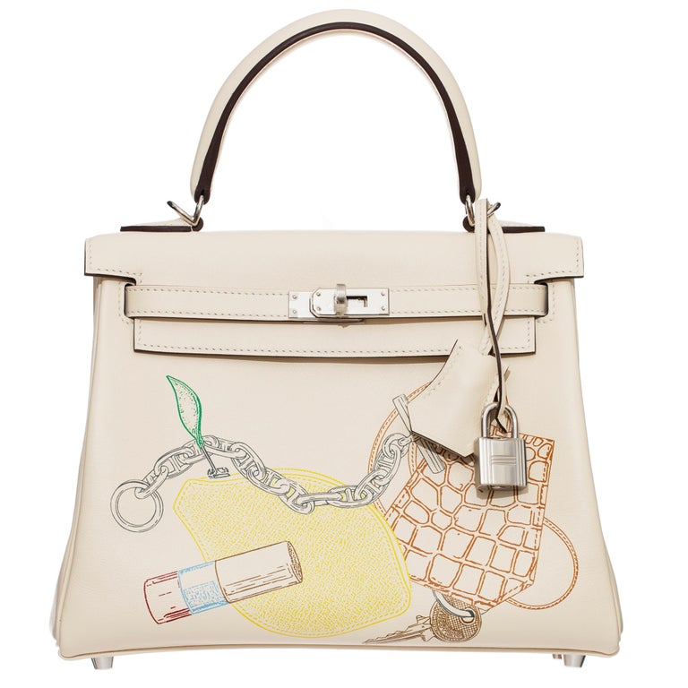 Hermes In and Out Kelly Handbag Limited Edition Swift with Palladium  Hardware 25 Neutral 220202362