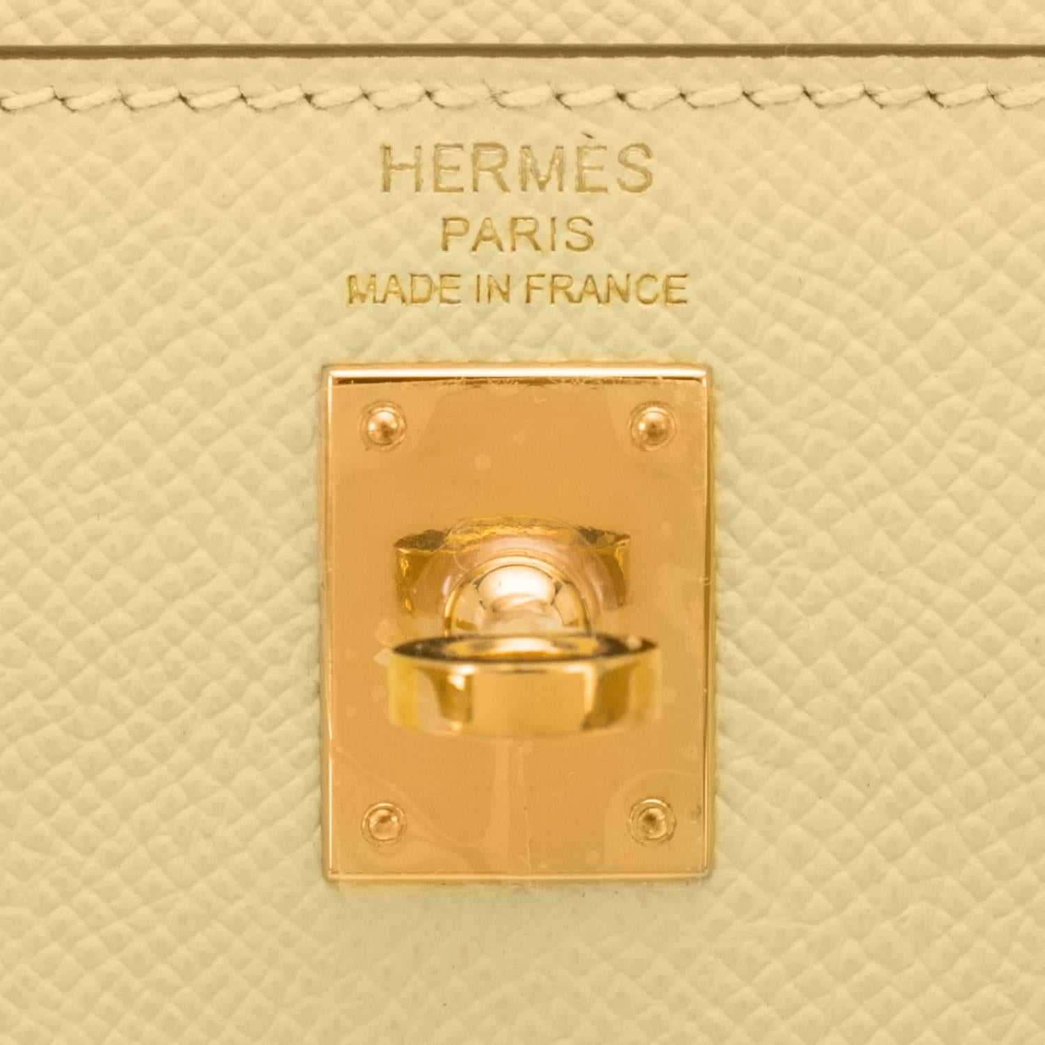 Hermes Kelly 25cm Jaune Poussin Sellier Epsom Gold Jewel Y Stamp, 2020 3