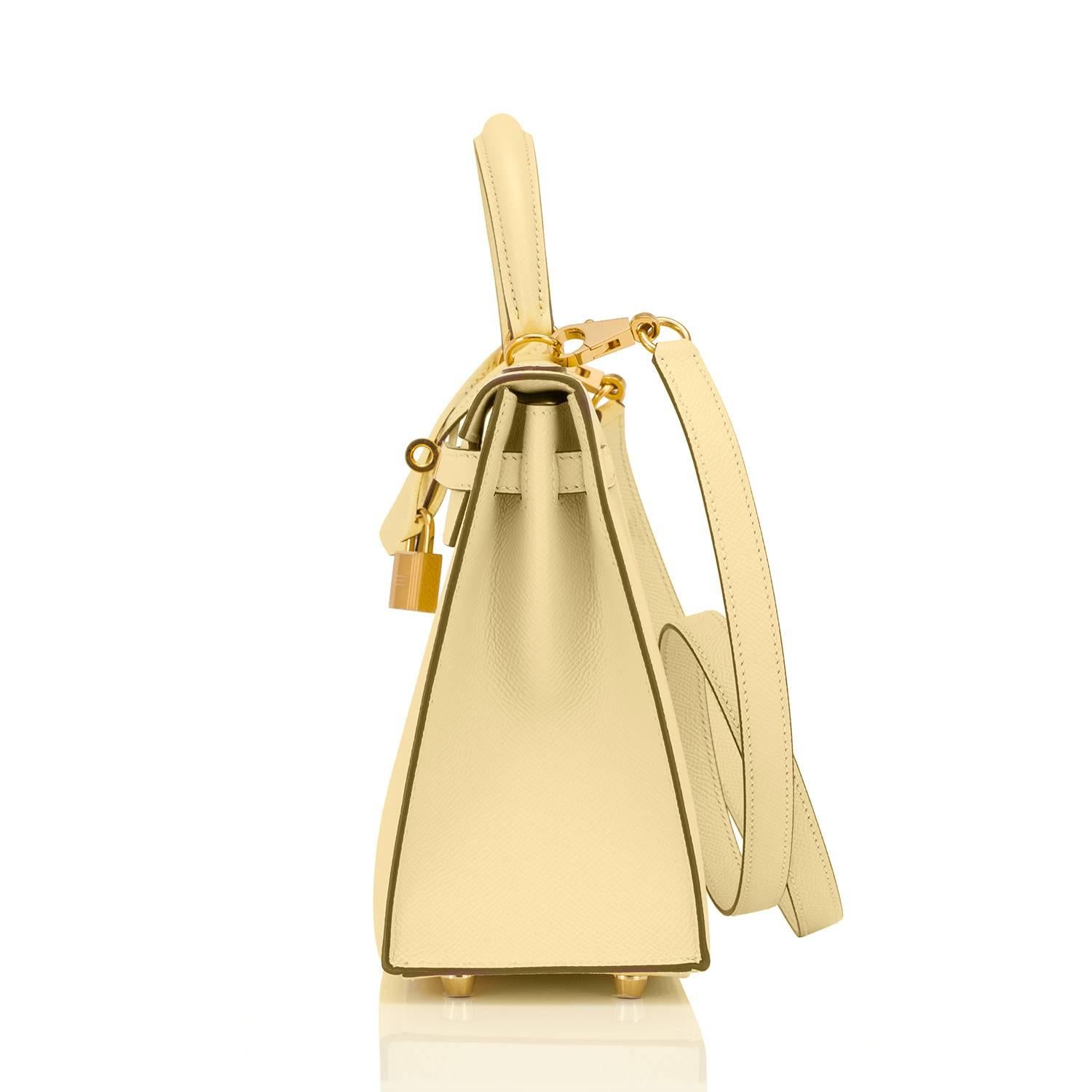 Hermes Kelly 25cm Jaune Poussin Sellier Epsom Gold Jewel Y Stamp, 2020 In New Condition In New York, NY