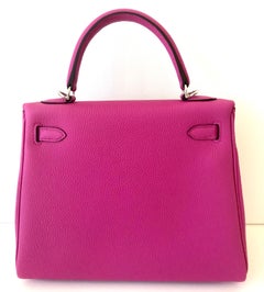 Hermes Kelly 25cm Magnolia Pink Togo Bag Palladium Hardware