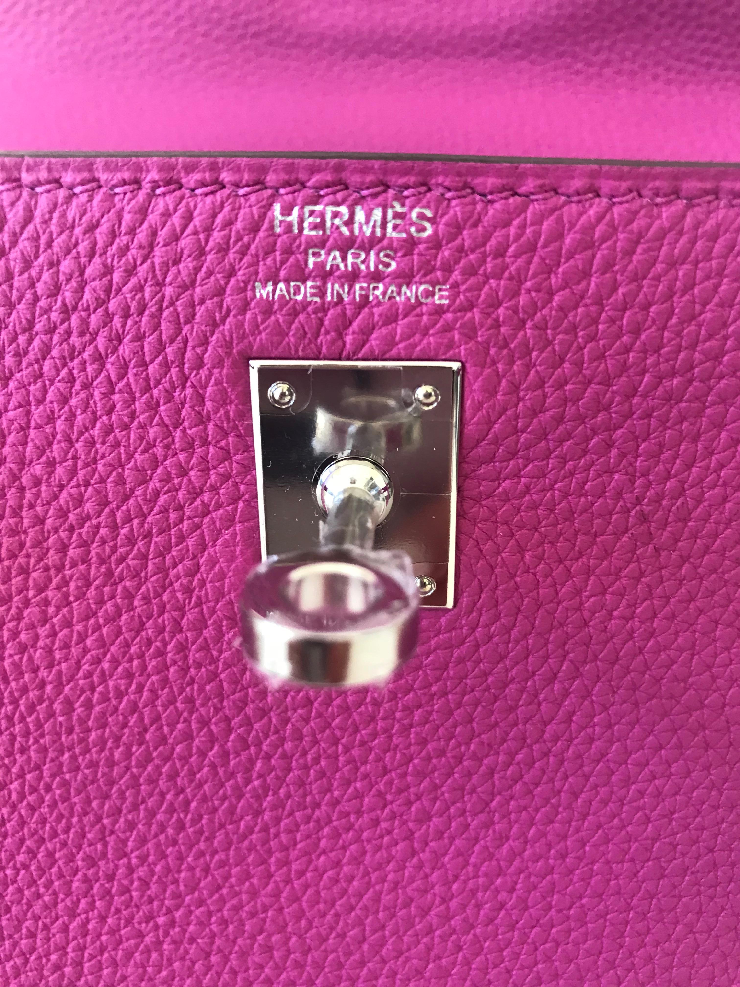 Hermes Kelly 25cm Magnolia Pink Togo Bag Palladium Hardware In New Condition In West Chester, PA
