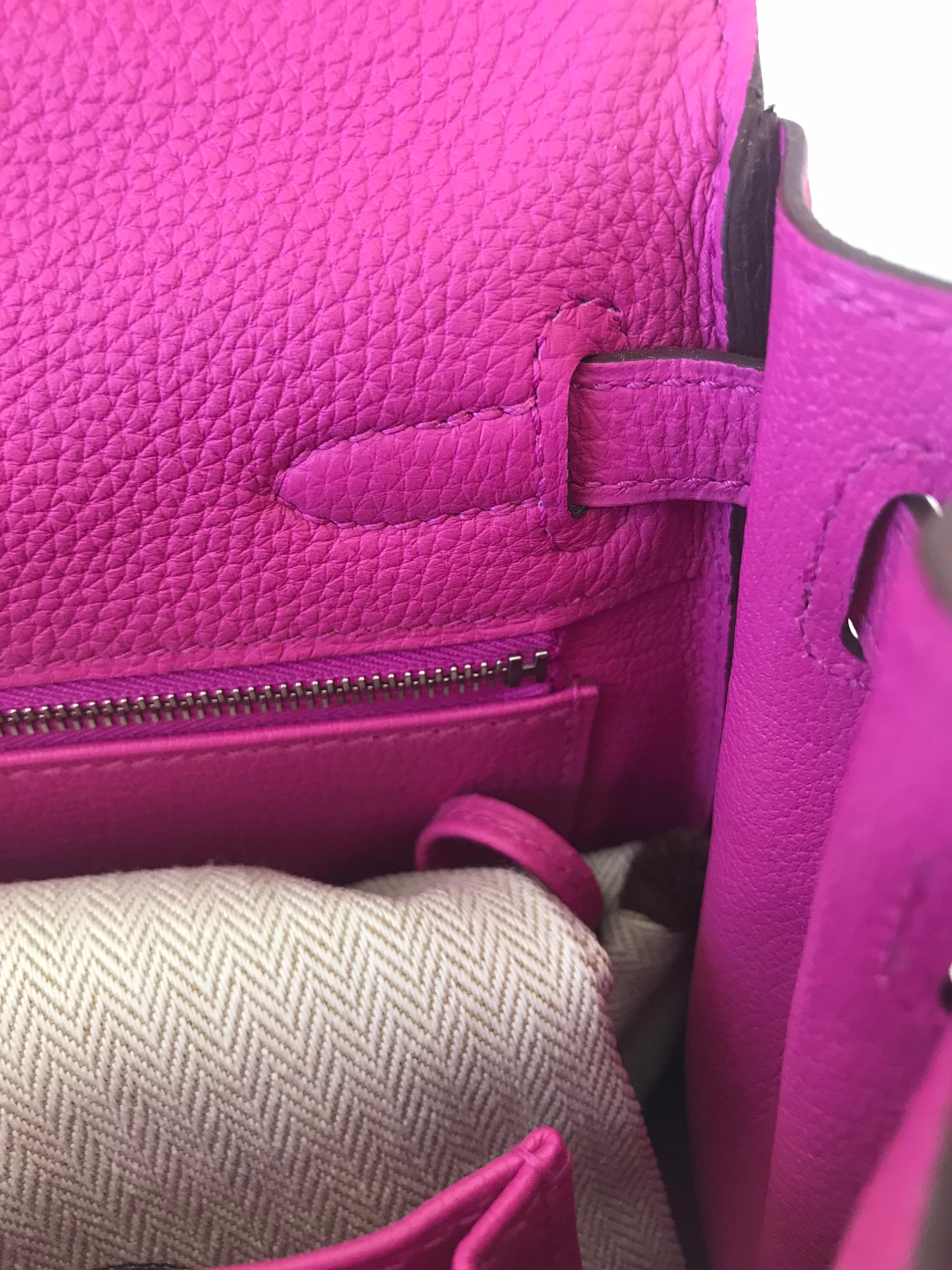 Hermes Kelly 25cm Magnolia Pink Togo Bag Palladium Hardware 4