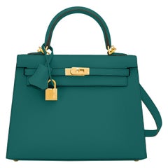 Hermes Kelly 25cm Malachite Jewel Green Epsom Sellier Bag Gold Y Stamp, 2020