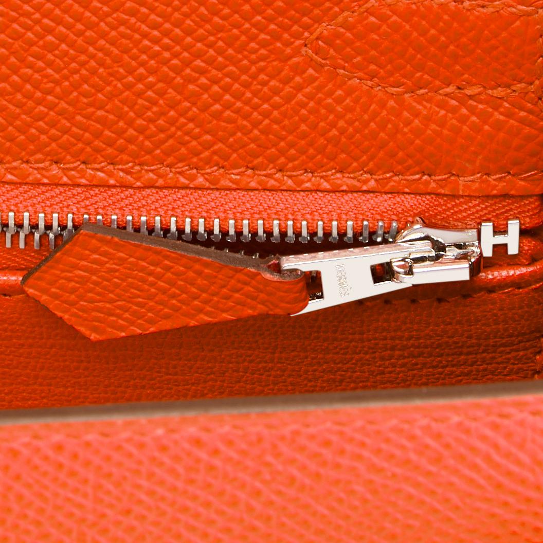 Hermes Kelly 25cm Orange Feu Epsom Sellier Bag Palladium NEW 1