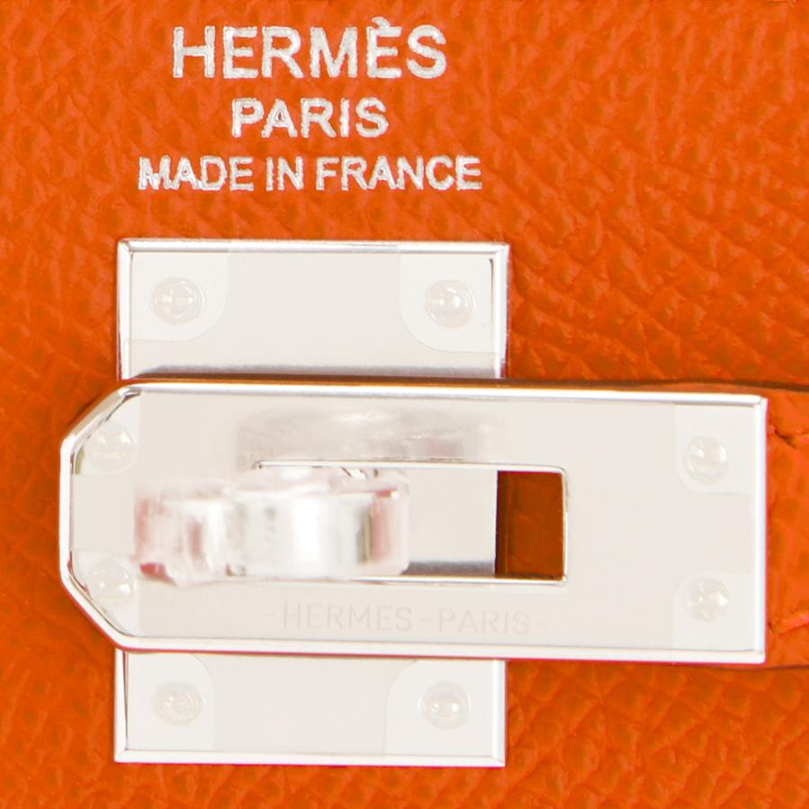 Hermes Kelly 25cm Orange Feu Epsom Sellier Bag Palladium NEW 2