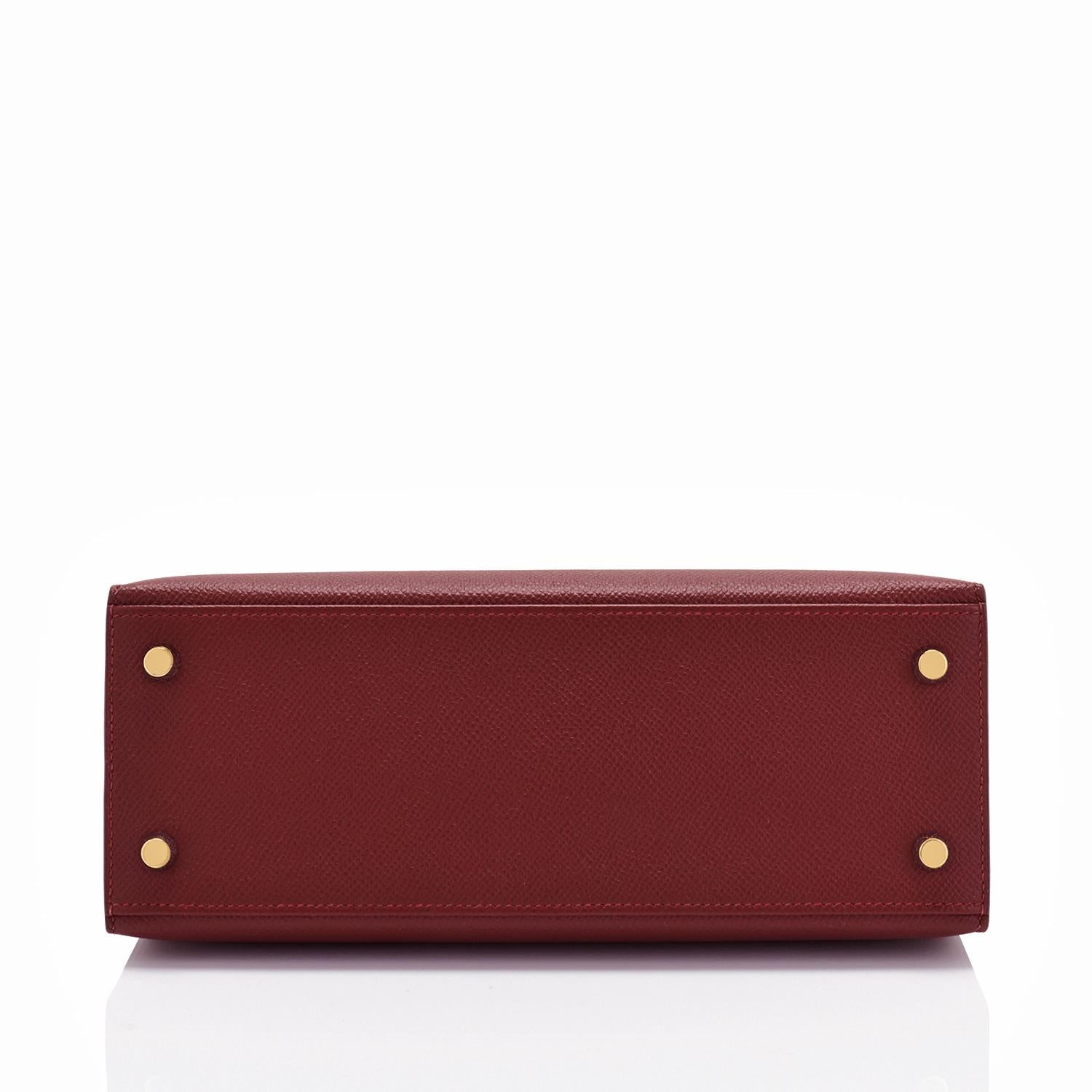 Brown Hermes Kelly 25cm Rouge H Bordeaux Epsom Sellier Gold Hardware Y Stamp, 2020
