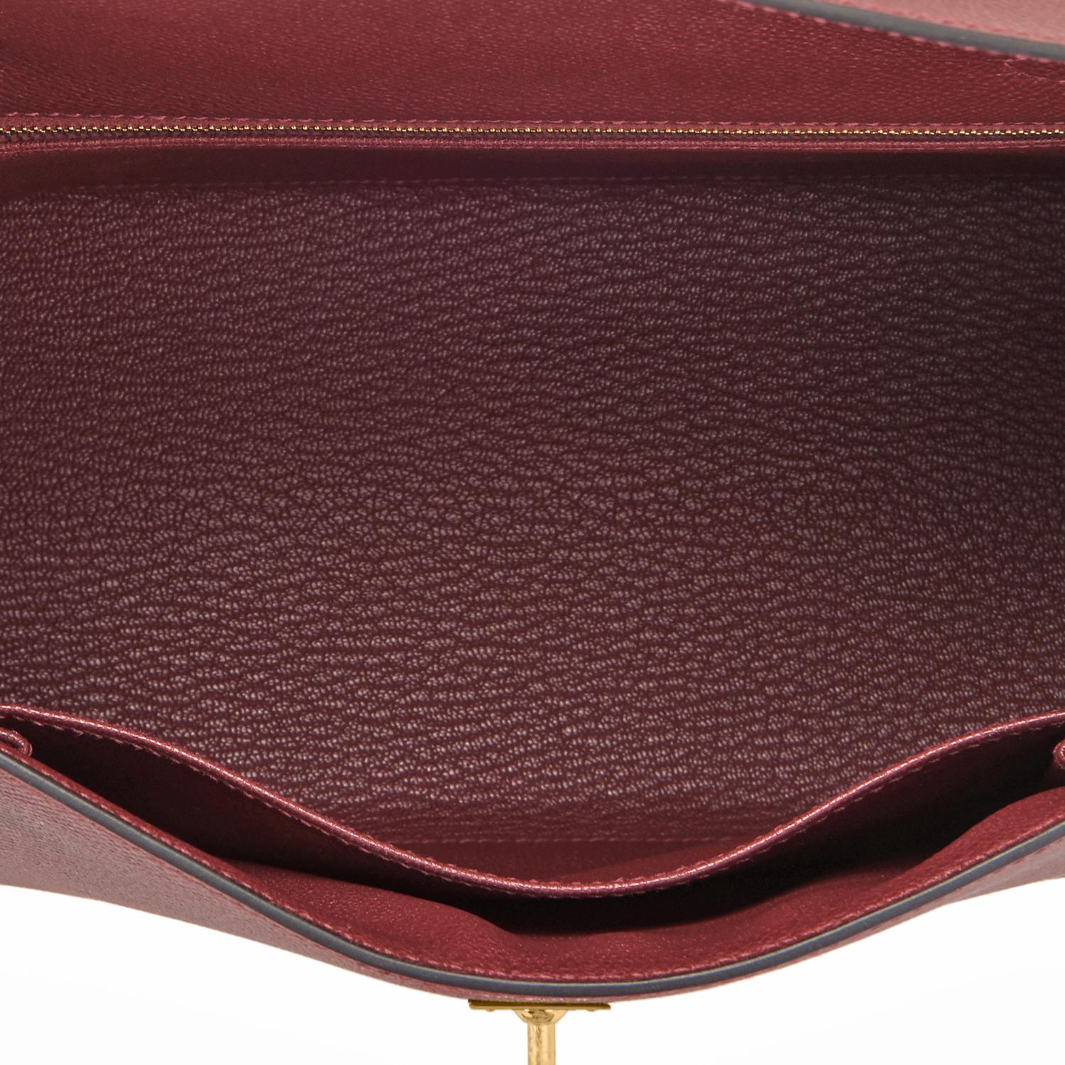 Hermes Kelly 25cm Rouge H Bordeaux Epsom Sellier Gold Hardware Y Stamp, 2020 In New Condition In New York, NY