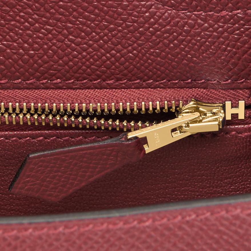 Women's Hermes Kelly 25cm Rouge H Bordeaux Epsom Sellier Gold Hardware Y Stamp, 2020