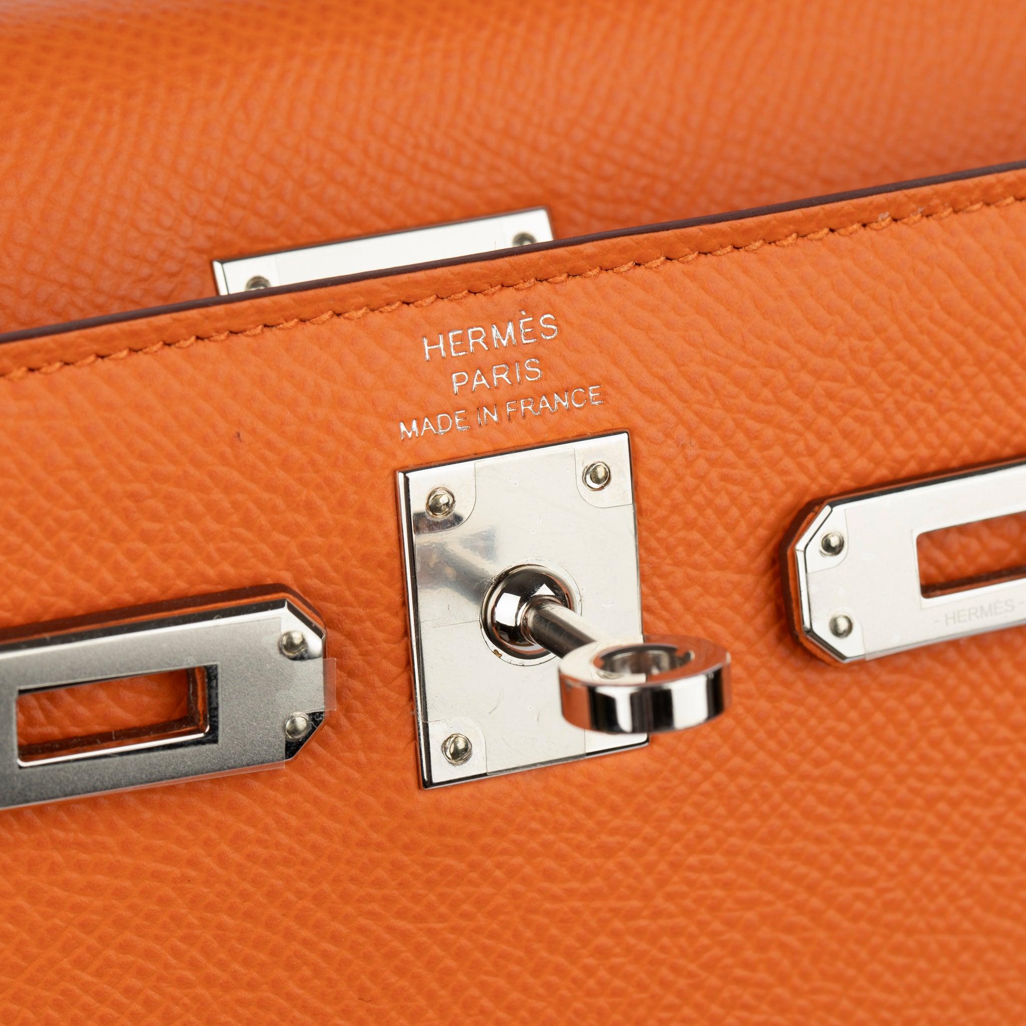 Hermes Kelly 25cm Sellier Orange Epsom Leather Palladium Hardware en vente 2
