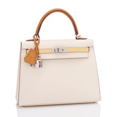 Hermes Kelly 25cm Tri-Color Nata Sesame Jaune Poussin VIP Limited
