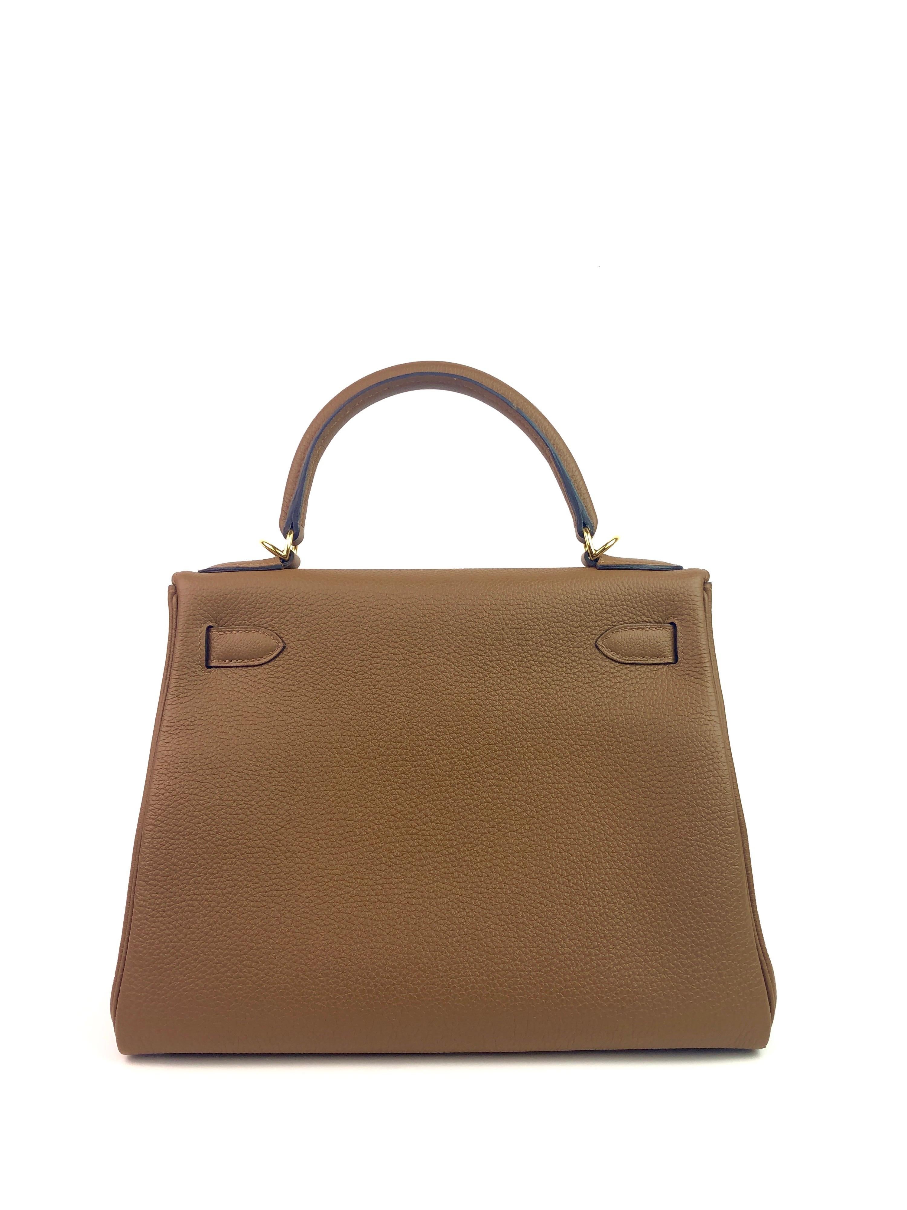 Hermes Kelly 28 Alezan Togo Gold Hardware 2018 In Excellent Condition In Miami, FL