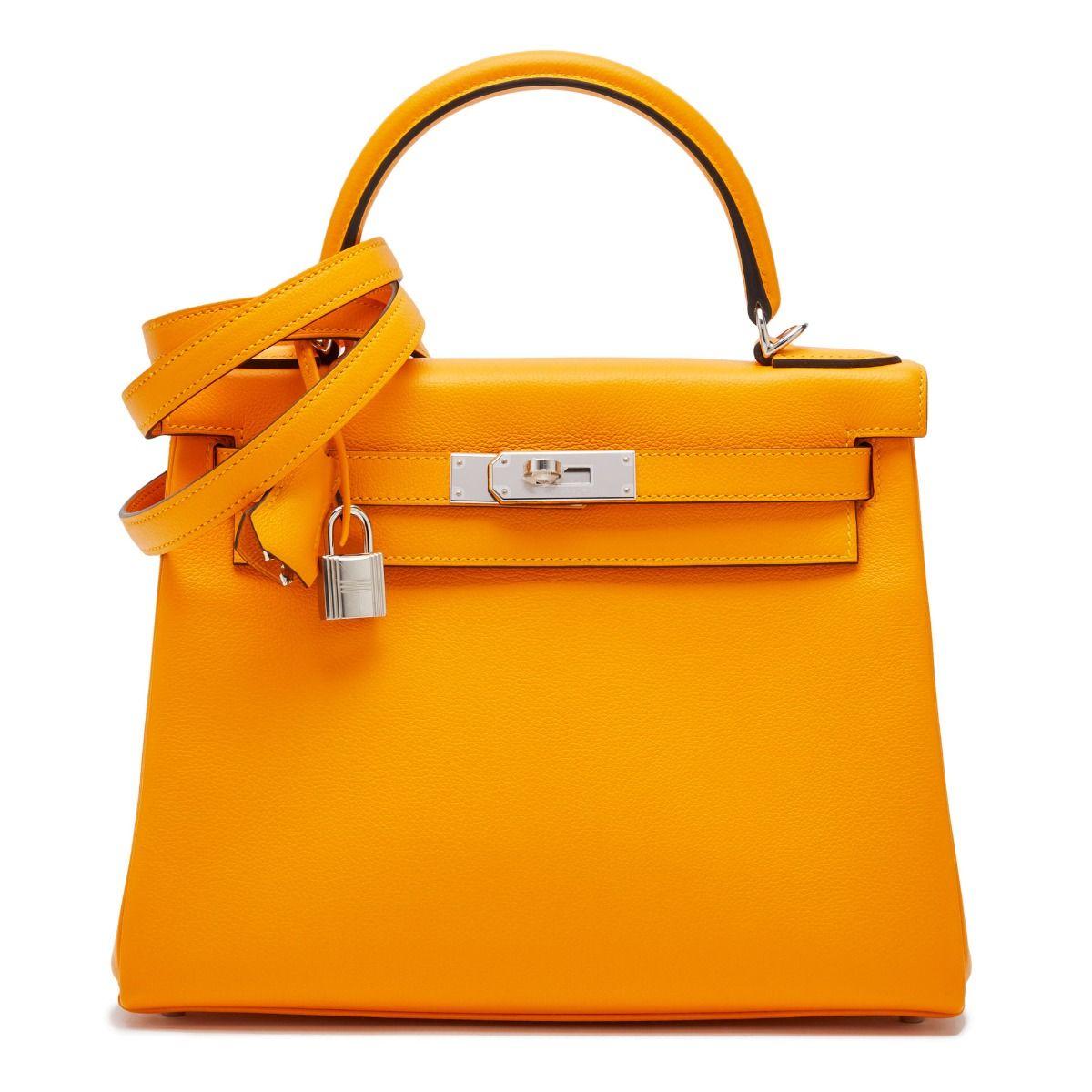 Orange Hermès Kelly 28 Jaune d'Or Evercolor