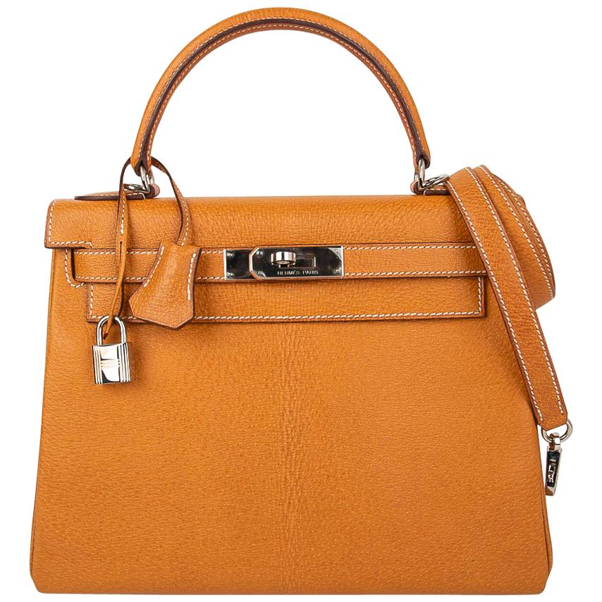 Hermes Gold Kelly 25 Epsom Sellier Bag Gold Hardware at 1stDibs