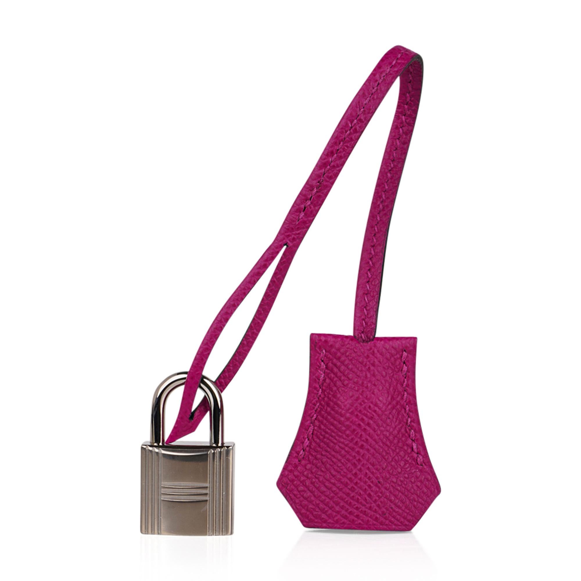 Women's Hermes Kelly 28 Bag Rose Pourpre Sellier Epsom Palladium Hardware For Sale