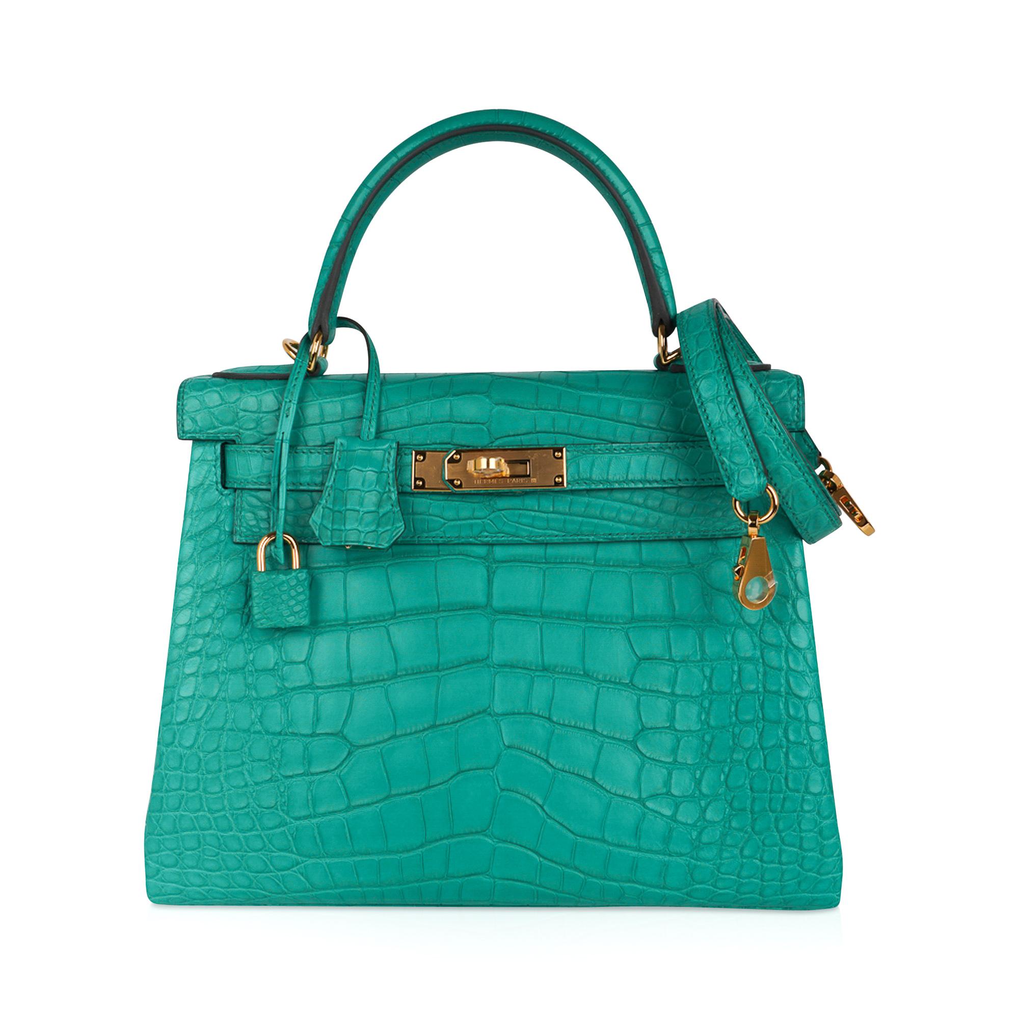 Hermes Kelly 28 Bag Vert Jade Matte Alligator Gold Hardware 3